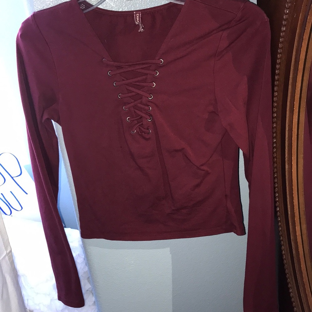 Red long sleeve crop top